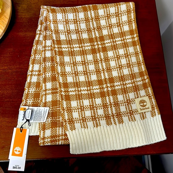 NWT Timberland brown checkered Scarf - Picture 1 of 4